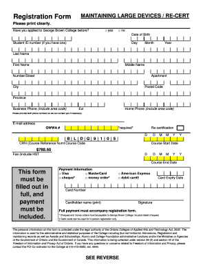 George Brown College Registration Form