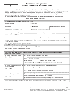 Formulaire d'autorisation de Treanda de la Great-West