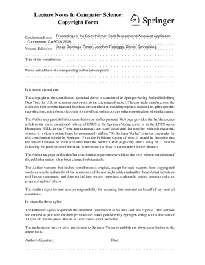 Lecture Notes in Computer Science Copyright Form