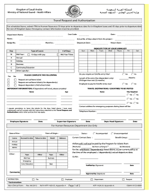 Saudi Arabia Travel Request and Authorization