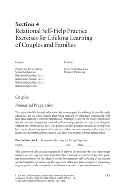 Premarital Preparation Practice Exercises