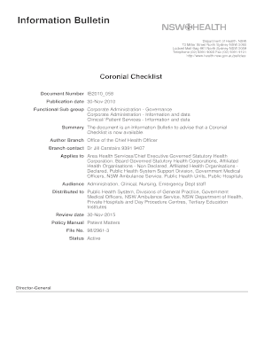 Coronial checklist