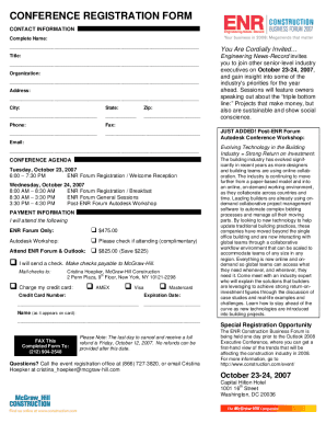 CONFERENCE REGISTRATION FORM - Construction