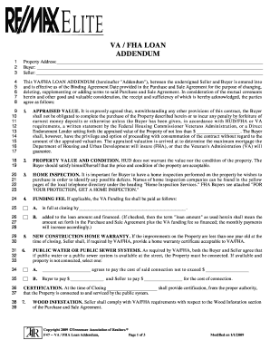 VA/FHA Loan Addendum