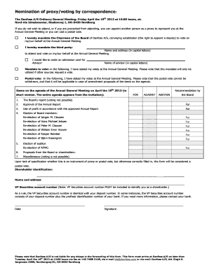 Danfoss A/S Proxy/Voting Form