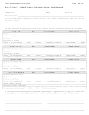 North Carolina Teacher Evaluation Form