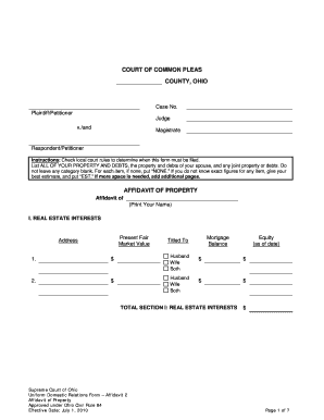 Ohio Affidavit of Property