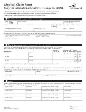 Medical Claim Form for International Students