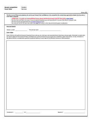 Letter of interest sample - Bursary competition Cover letter Student Services