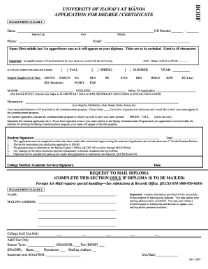 Application for dmc from college - uh manoa graduation application