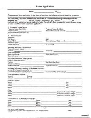 Lease Application Form RE121