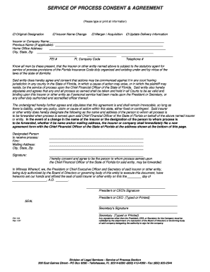 Service of Process Consent Agreement