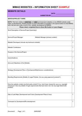 MIMAS WEBSITES INFORMATION SHEET EXAMPLE - web-standards mimas ac