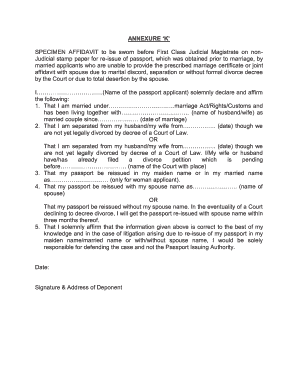 Affidavit of marriage sample - affidavit for passport