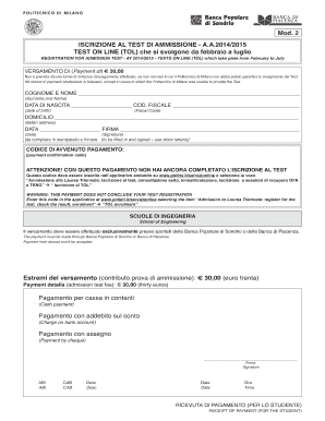 Admission Test Registration Form