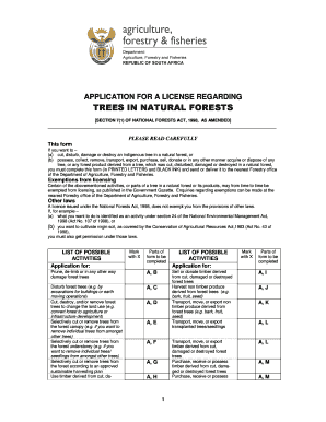 South Africa Tree Cutting License Application