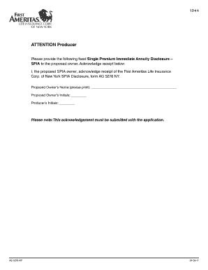 Single Premium Immediate Annuity Disclosure