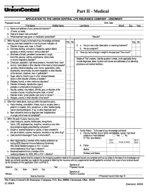 Life Insurance Medical Application Form