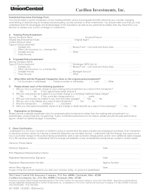 Carillon Investments Insurance Exchange Form