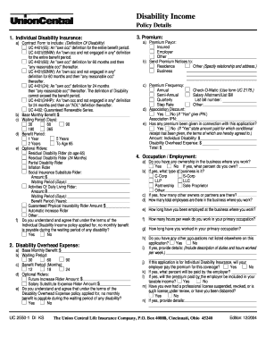 Disability Income Insurance Application