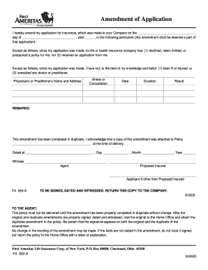 Amendment of Insurance Application