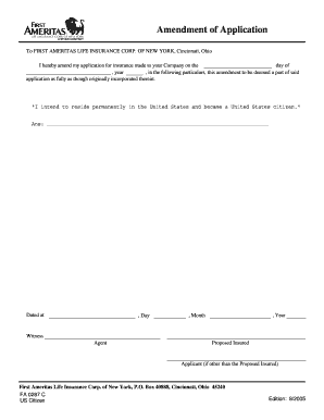 Amendment of Application