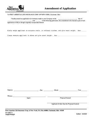 Amendment of Application