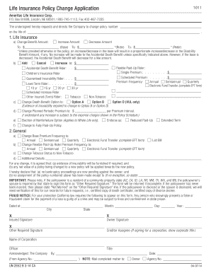 Life Insurance Policy Change Application