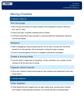 Moving checklist printable - Free moving checklist - Paul Abelha