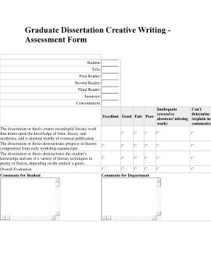 Work tracker template - Graduate Dissertation Creative Writing - Assessment Form - english gsu