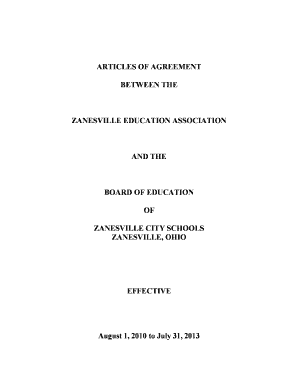 ARTICLES OF AGREEMENT - Zanesville Education Association - zanesvilleea ohea