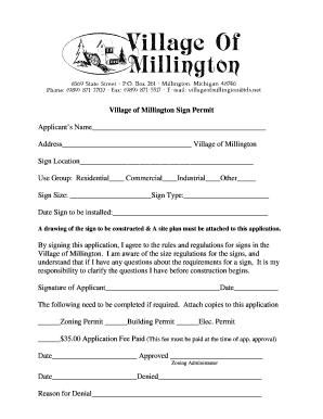 Sample of last will and testament philippines - Village of Millington Sign Permit Applicant's ... - millingtonvillage