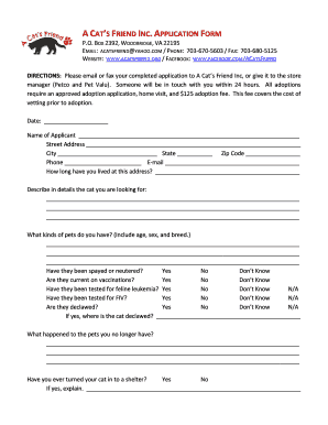 Adoption Application - A Cat's Friend Inc. - acatsfriend