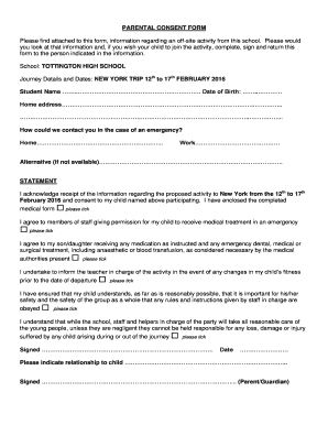 PARENTAL CONSENT FORM - Tottington High School - tottington bury sch