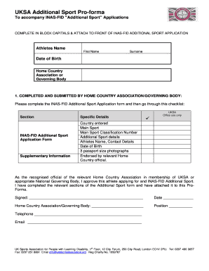 Financial plan template for startup business - UKSA Pro-forma for Additional Sport Application - uksportsassociation