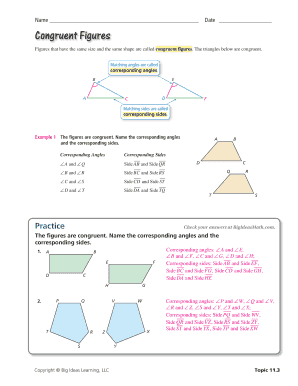 Figures that have the same size and the same shape are called congruent figures