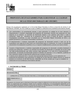 PROPUESTA DE EVALUADORES PARA GARANTIZAR LA CALIDAD DE LAS - estudios umh