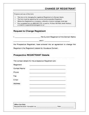 Organogram template excel - Change of Registrant - domainagent co