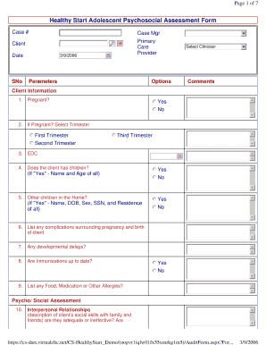 Healthy Start Adolescent Psychosocial Assessment Form - cs-dart virtualchc