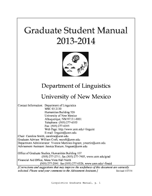 2013-14 Grad Manual - Linguistics - University of New Mexico - ling unm