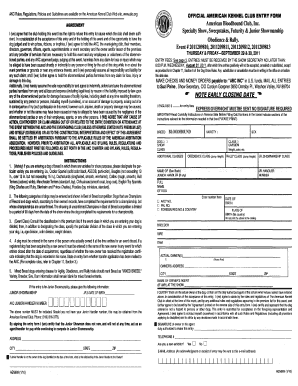 OFFICIAL AMERICAN KENNEL CLUB ENTRY FORM American - pacificrimbloodhoundclub