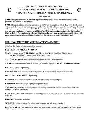 Non sida bvehicleb access badgebgab - Boise Airport