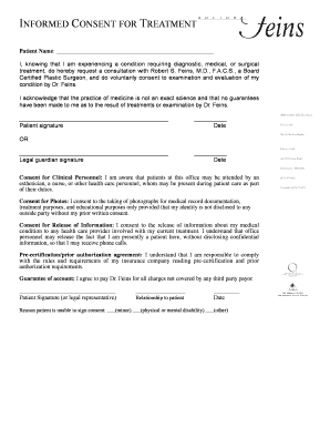 Compering format - INFORMED CONSENT FOR TREATMENT - Dr Feins - drfeins