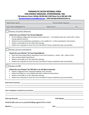 Parent teacher conference form template - THERAPEUTIC REFERRAL FORM FOR CHRONIC MIGRAINE - cdn mdaesthetics