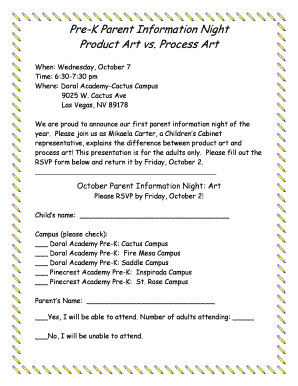 Publisher newspaper template - Pre-K Parent Information Night Product Art vs Process Art - doralpreknv