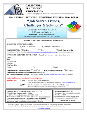 Sample proposal for website development - 2015 CENTRAL REGIONAL WORKSHOP REGISTRATION bFORMb - calplacement