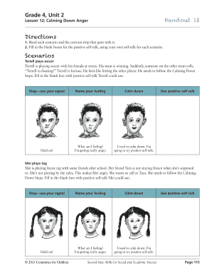 Fillable Online PRINT Grade 4, Unit 2 Handout 12 Lesson 12: Calming ...
