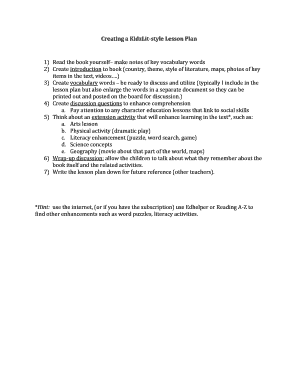 Creating a KidzLit-style Lesson Plan