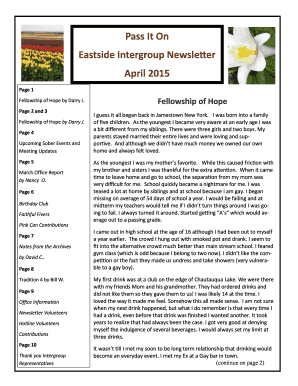 Pass It On Eastside Intergroup Newsletter April 2015