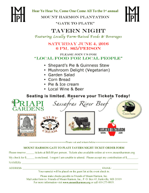 Gate to Plate Tavern Night Flyer 2016docx - mountharmon